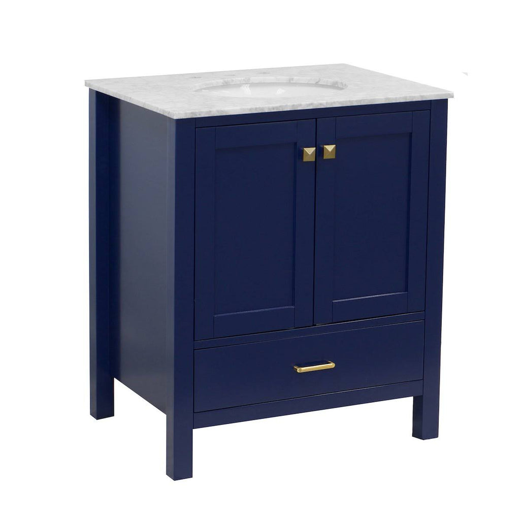 Royal Blue 30-Inch Bathroom Vanity with Marble Top A408737