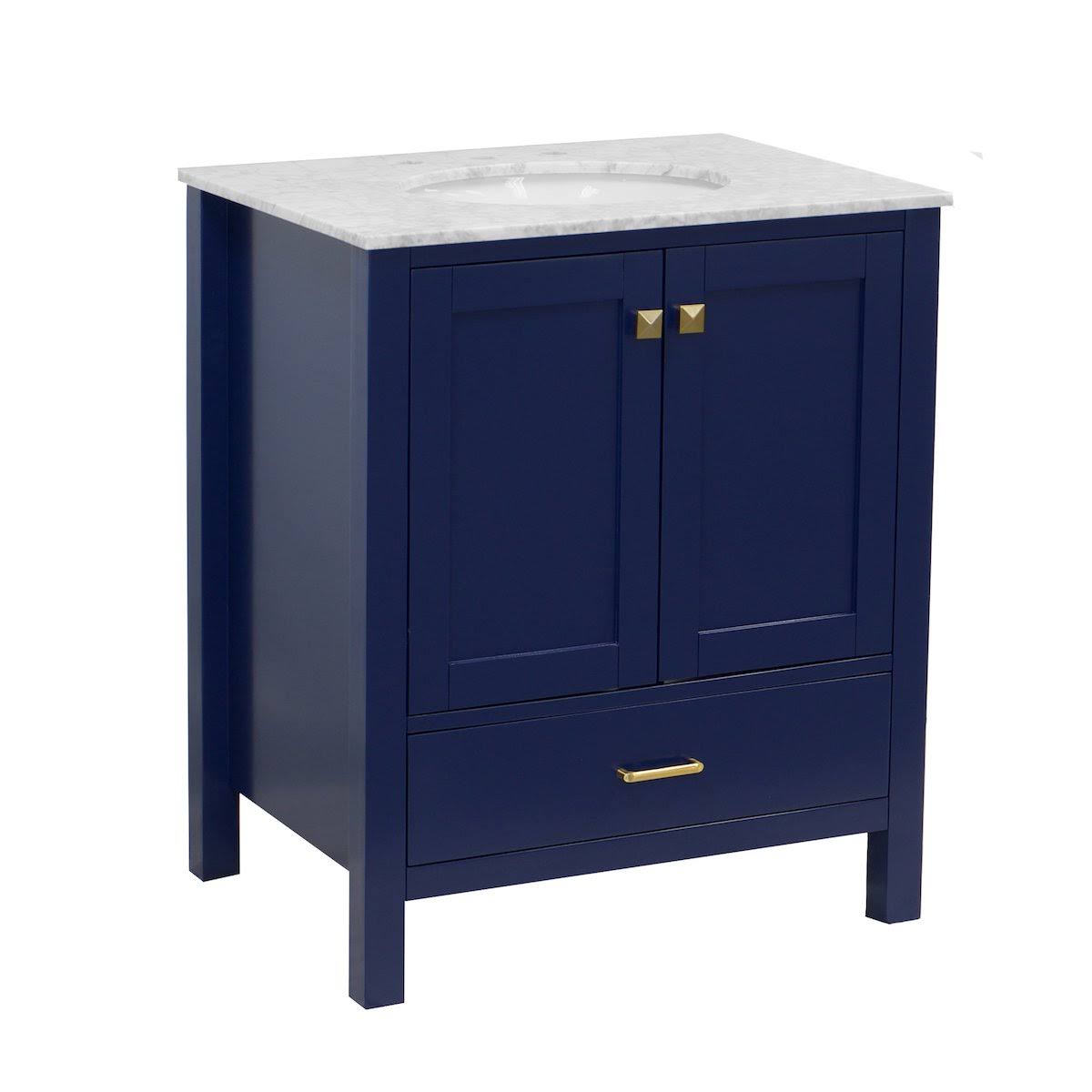 Royal Blue 30-Inch Bathroom Vanity with Marble Top A408737