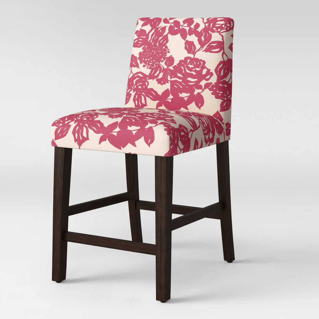 Abstract Raspberry Rose Counter Height Barstool O316
