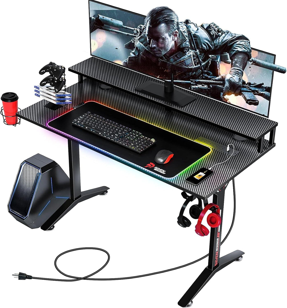 55 Inch Gaming Desk with RGB Mouse Pad H8671