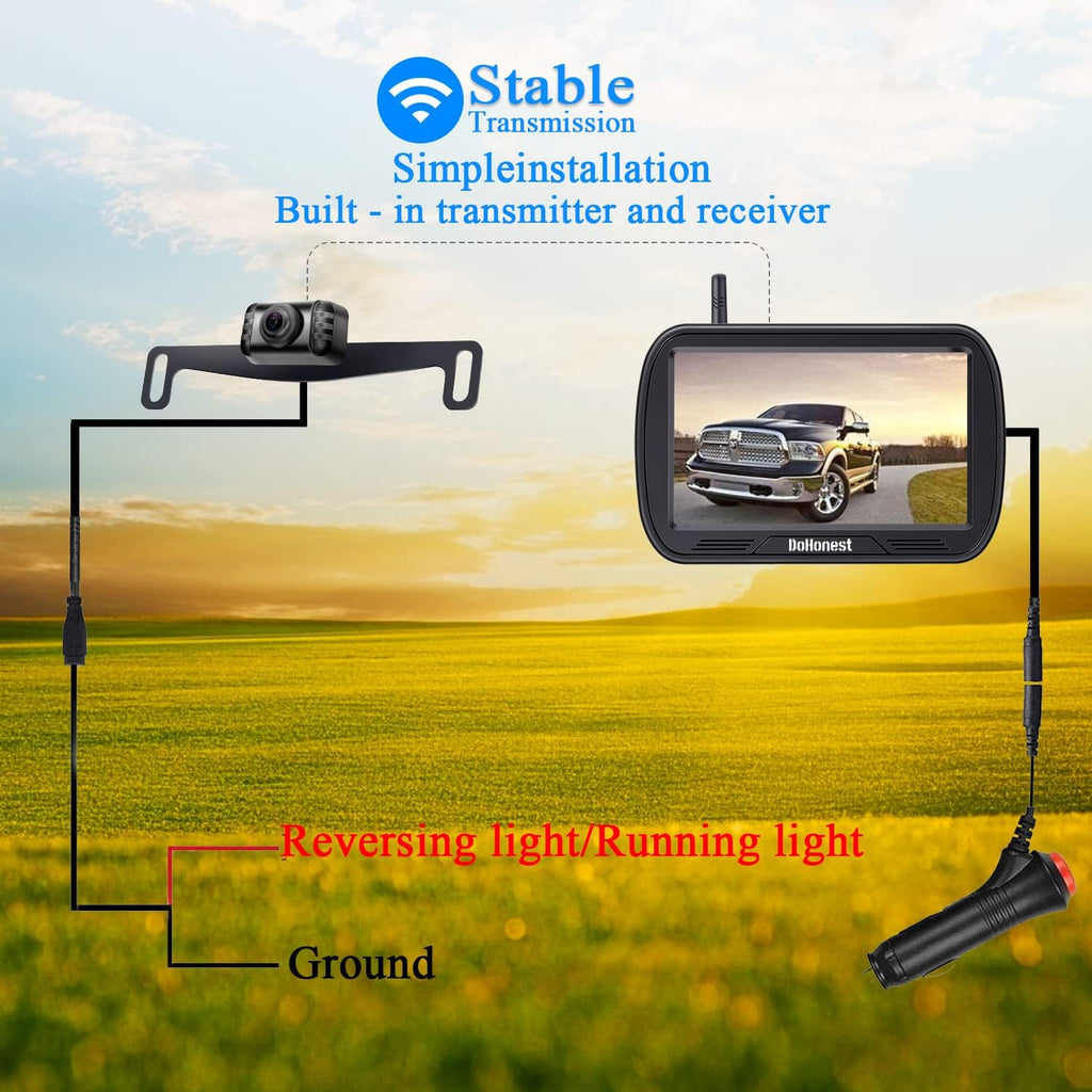Wireless Backup Camera with 5'' Monitor HD 1080P U192