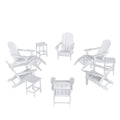 12 Piece White Adirondack Chairs Set with Ottoman and Side Table P255