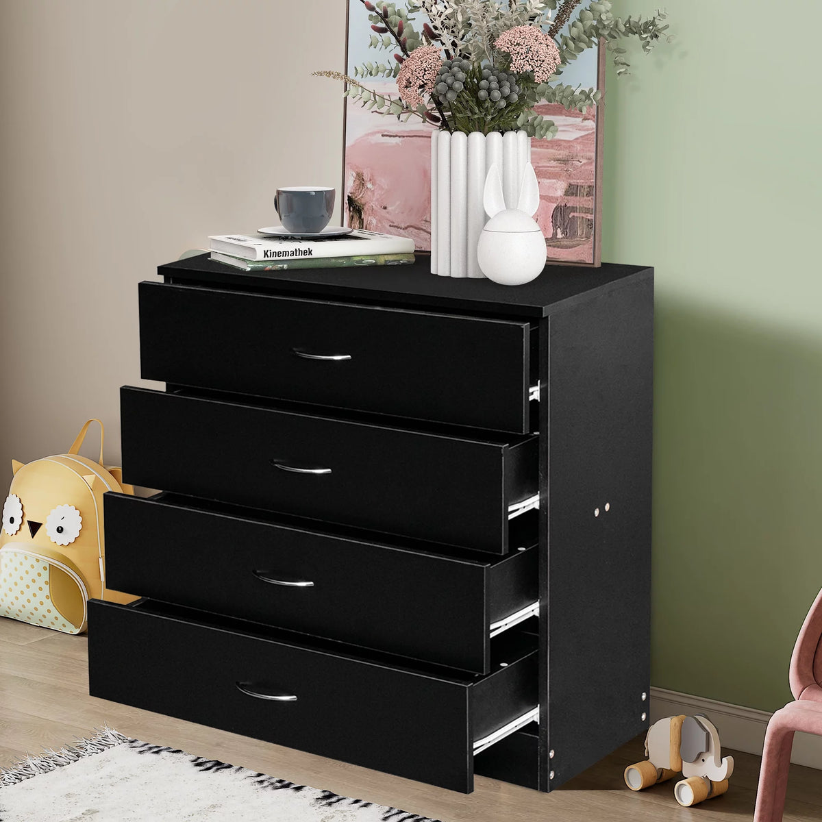 White 3 Drawer Wood Dresser J898