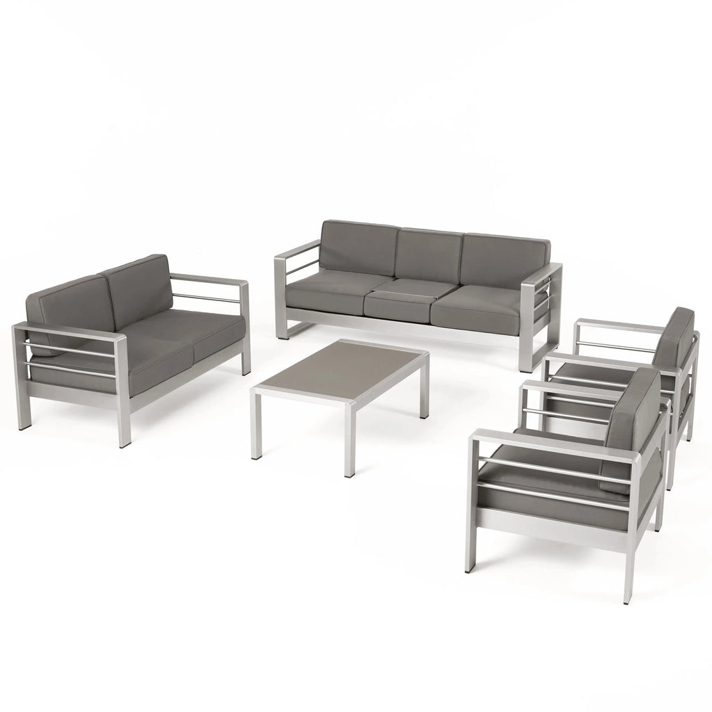 7-Seater Aluminum Patio Sofa Set with Coffee Table I85868