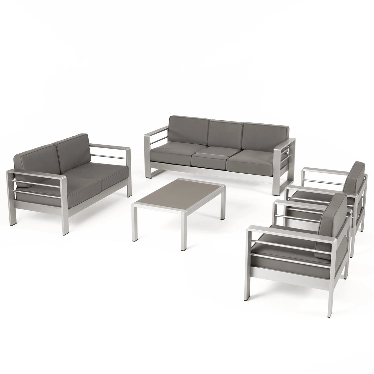 7-Seater Aluminum Patio Sofa Set with Coffee Table I85868