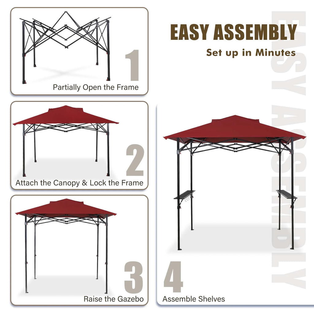 8x5 Pop up Grill Gazebo Outdoor BBQ Canopy, Red S393
