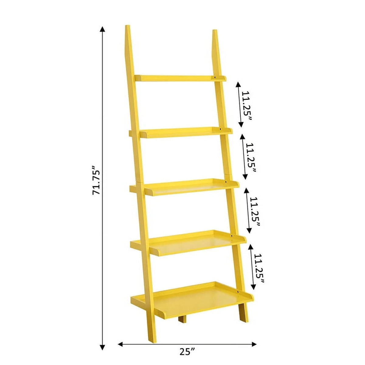 Bright Yellow Wood Five Tier Bookshelf Ladder N78803