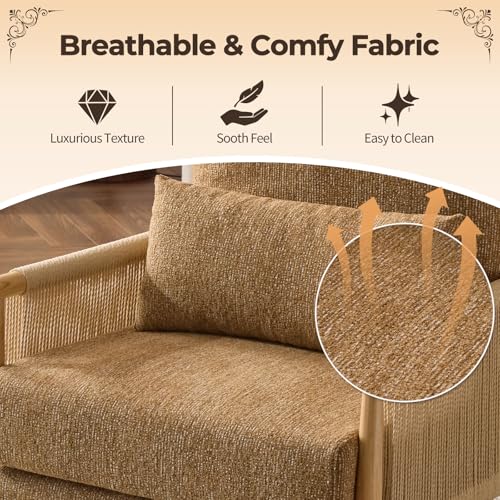 Green Chenille Accent Chair with Lumbar Pillow E598