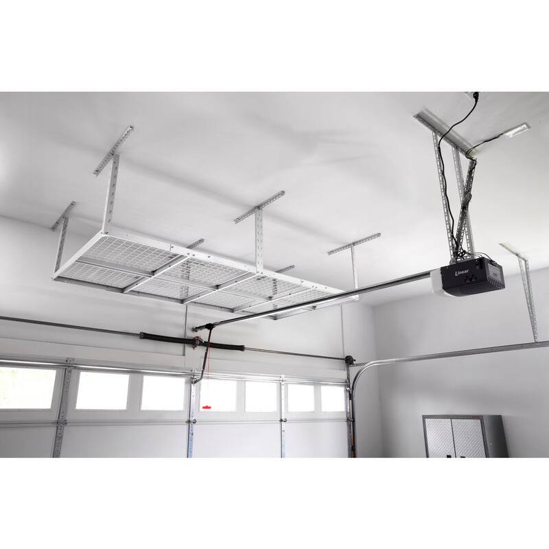Hammered White Adjustable Height Metal Overhead Storage Rack G392