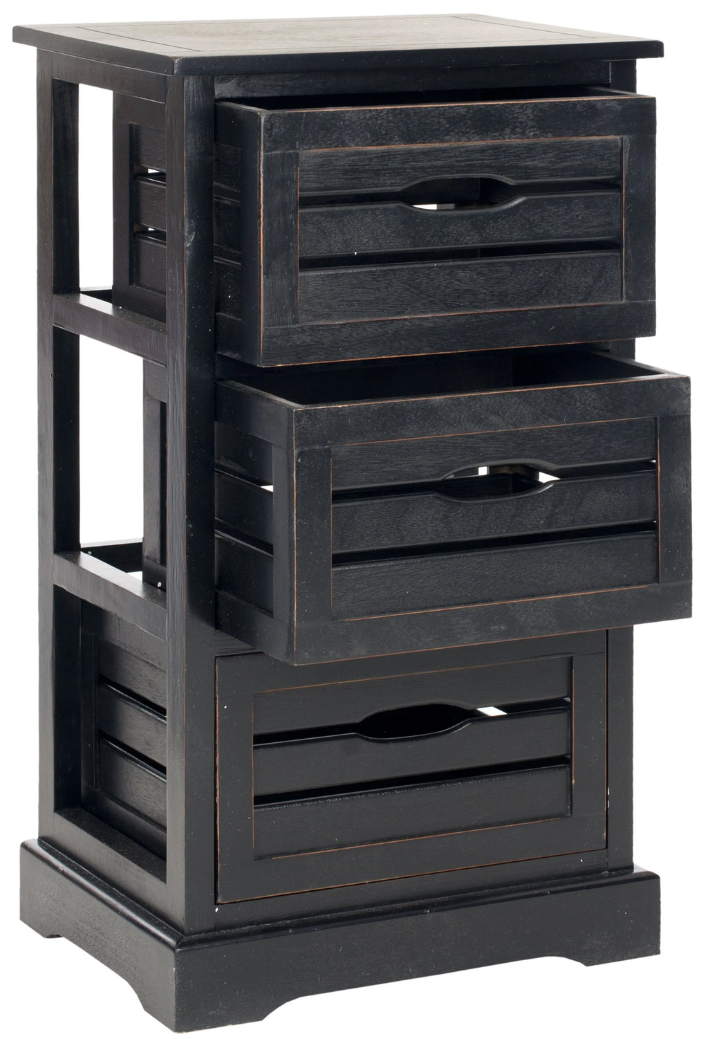 3 Drawer Distressed Black Cabinet O150385