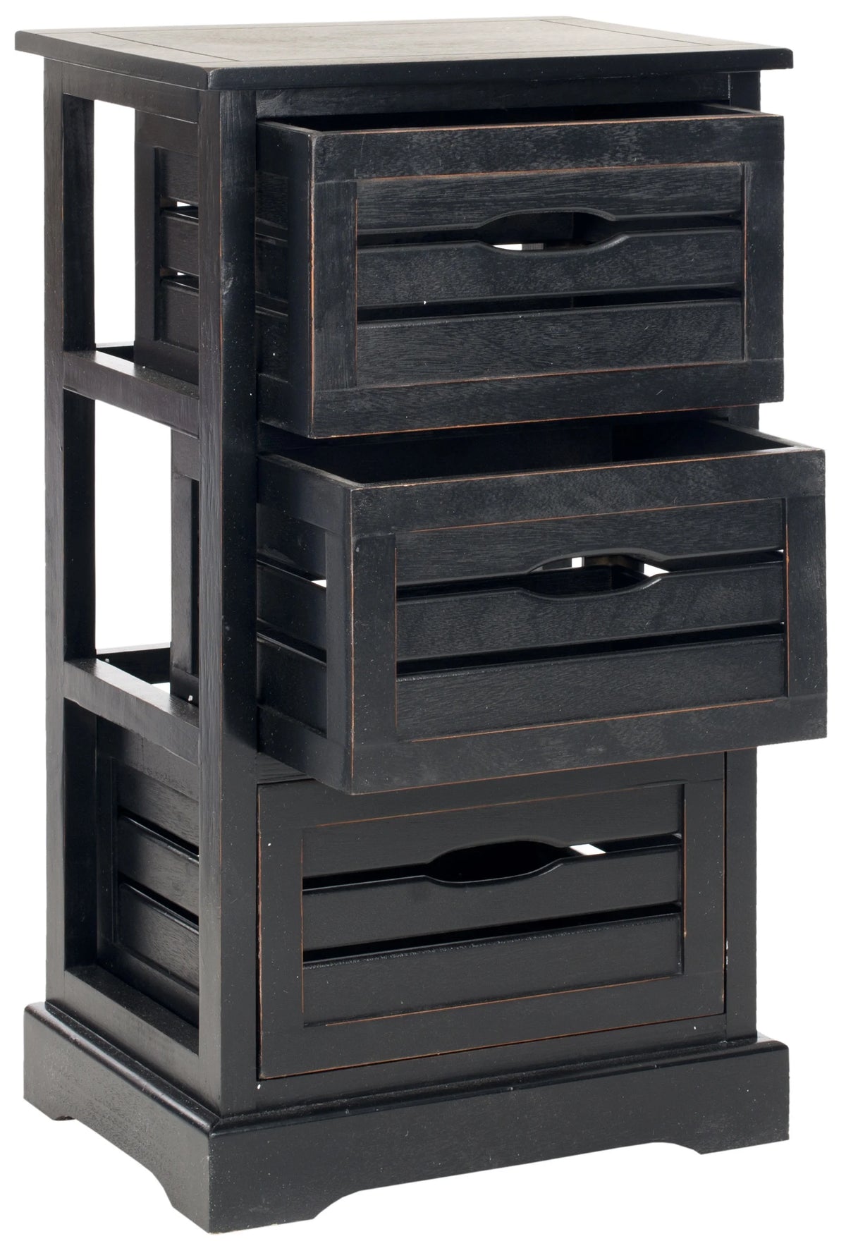 3 Drawer Distressed Black Cabinet O150385