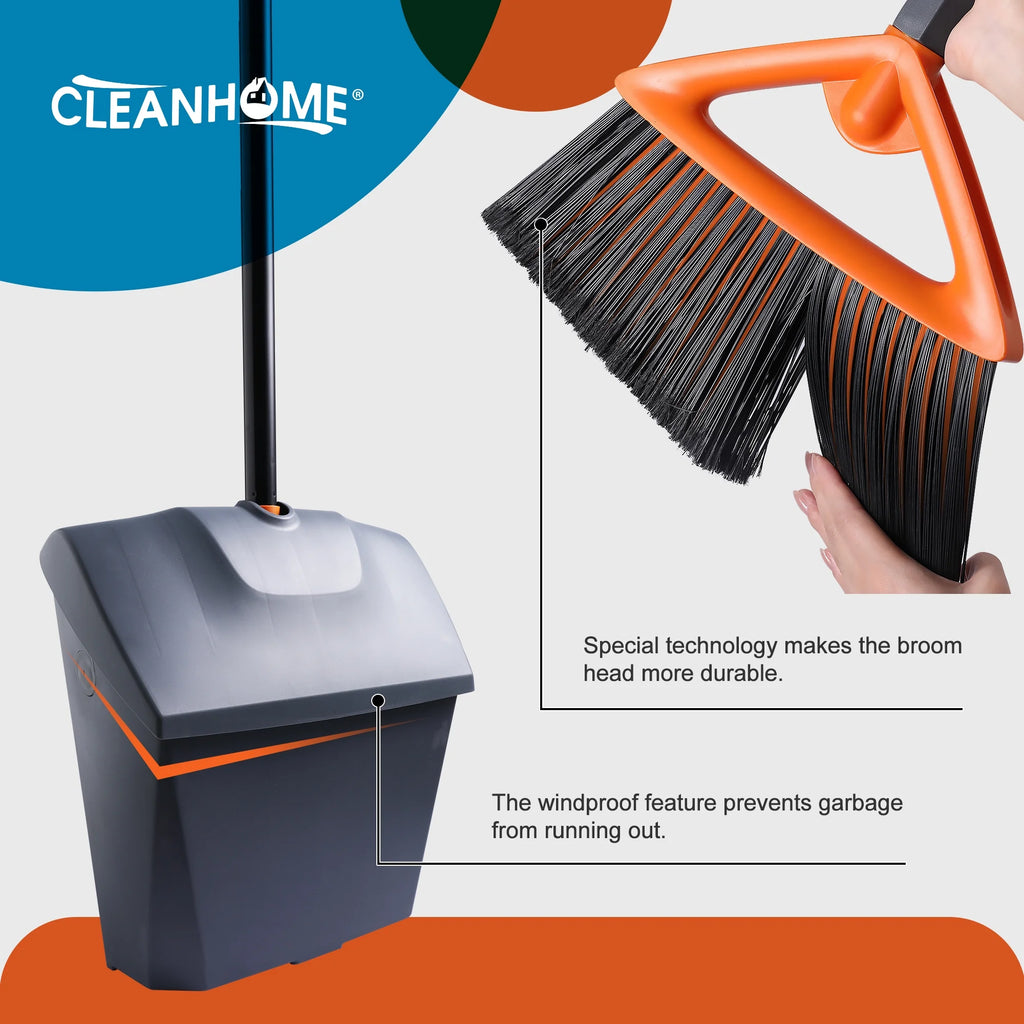 Heavy Duty Broom and Dustpan Set with Long Handle I7160