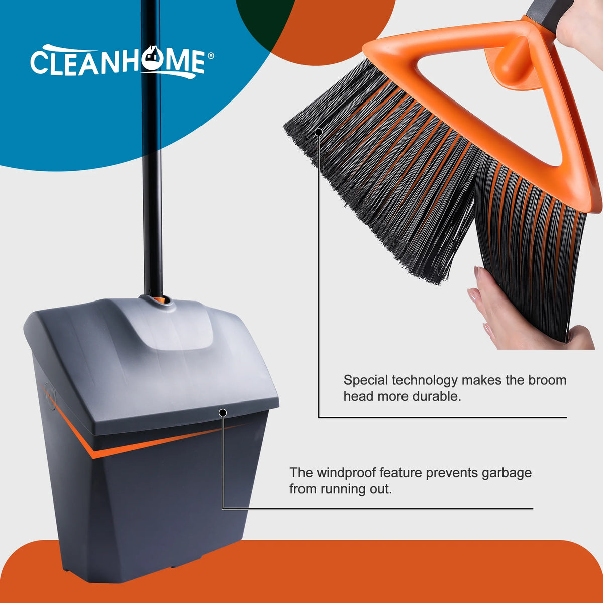 Heavy Duty Broom and Dustpan Set with Long Handle I7160