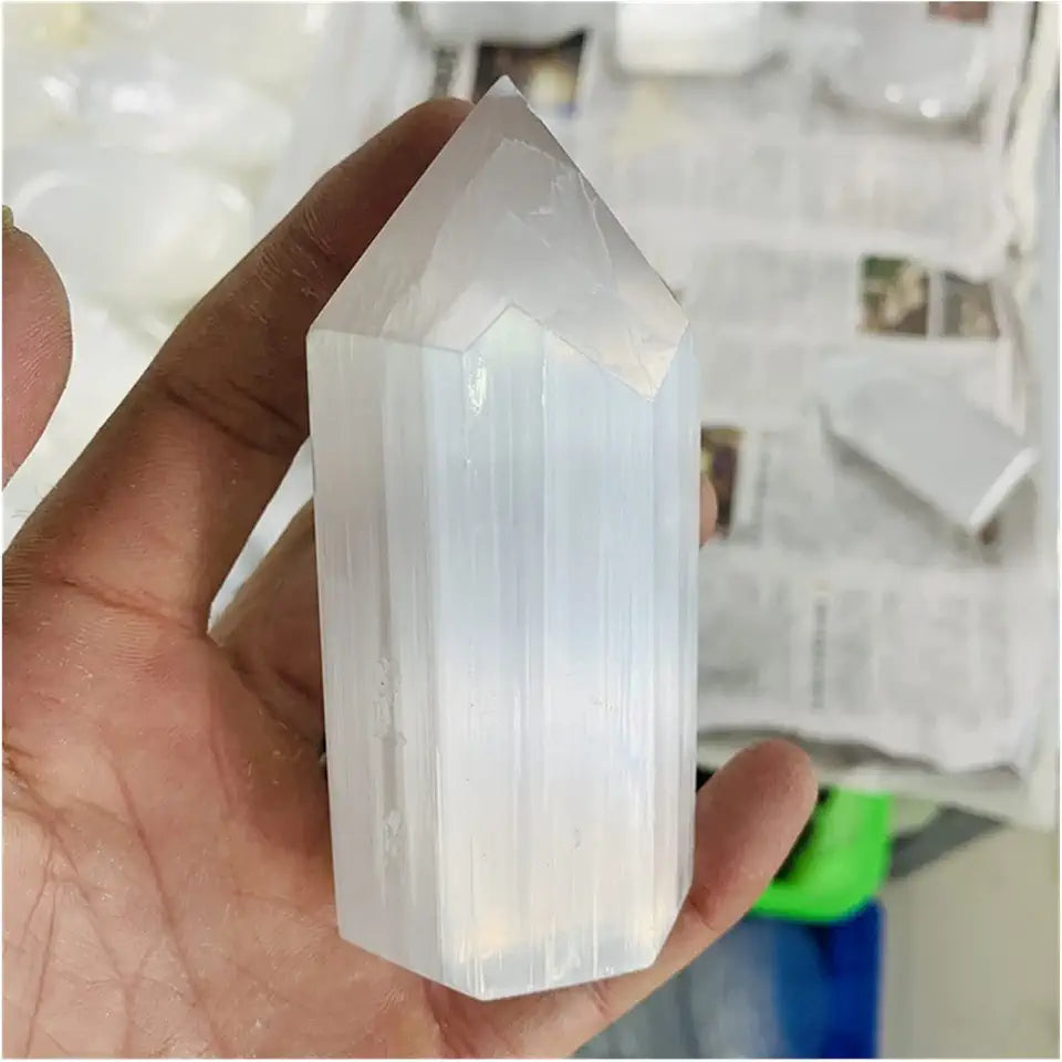 Natural Selenite Crystal Point Wand 6-7cm E962521