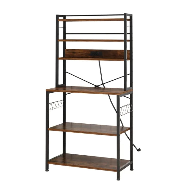 31.5"L x15.6"W x66.9"H 6-Tier Bakers Rack with Power Outlets E652091
