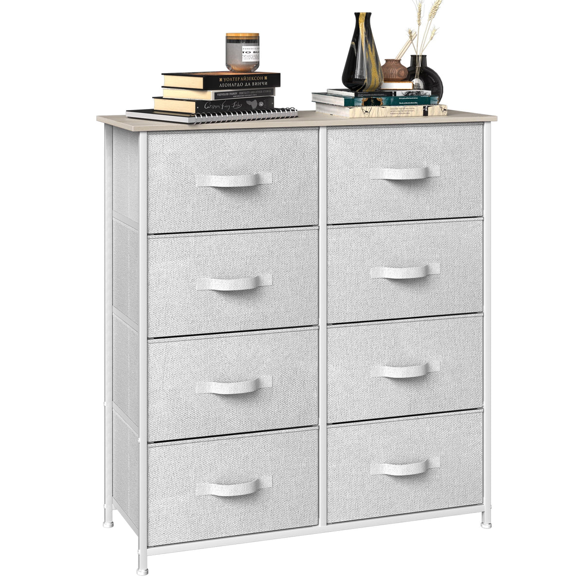 8 Fabric Drawers Light Gray Storage Tower S198965