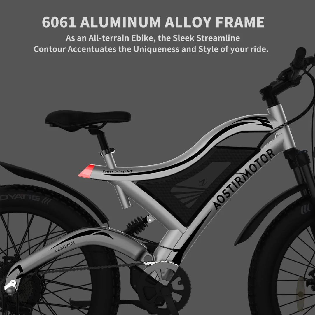 750W Fat Tire Electric Bike 48V 15AH Removable Lithium Battery U398689