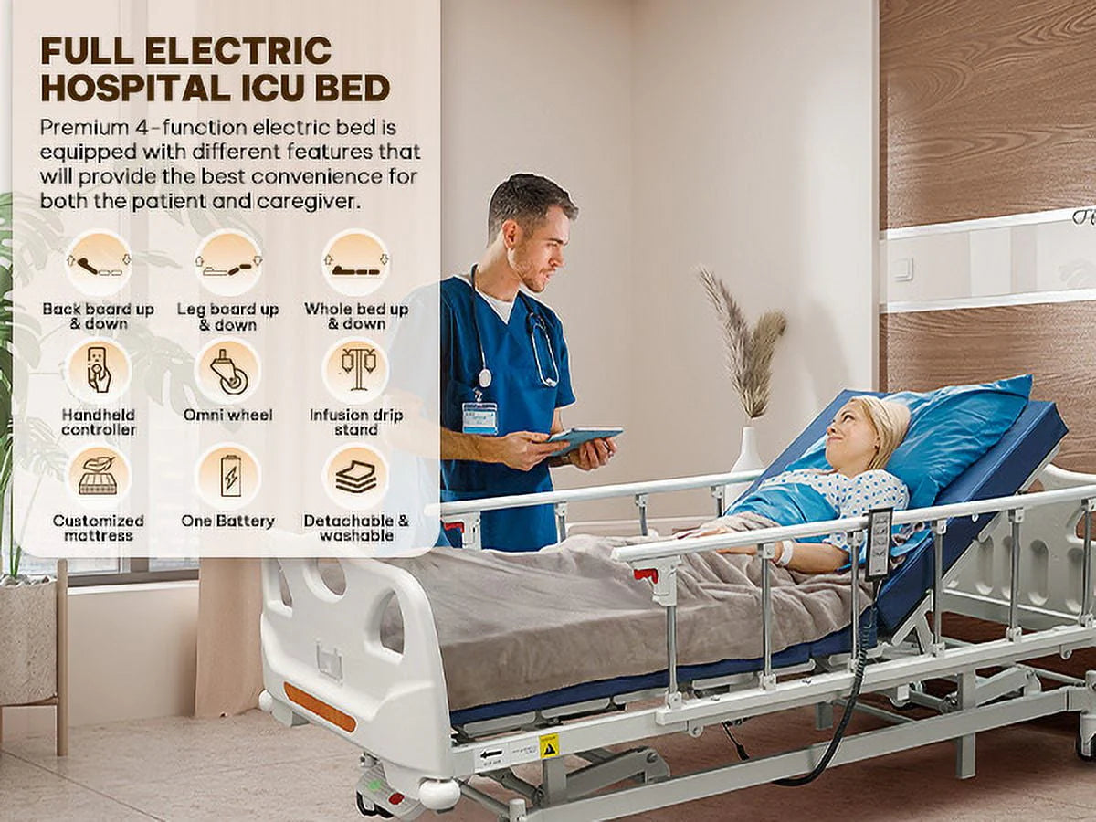 Full Electric Hospital Bed with 4 Function Mattress and Remote Control A142348