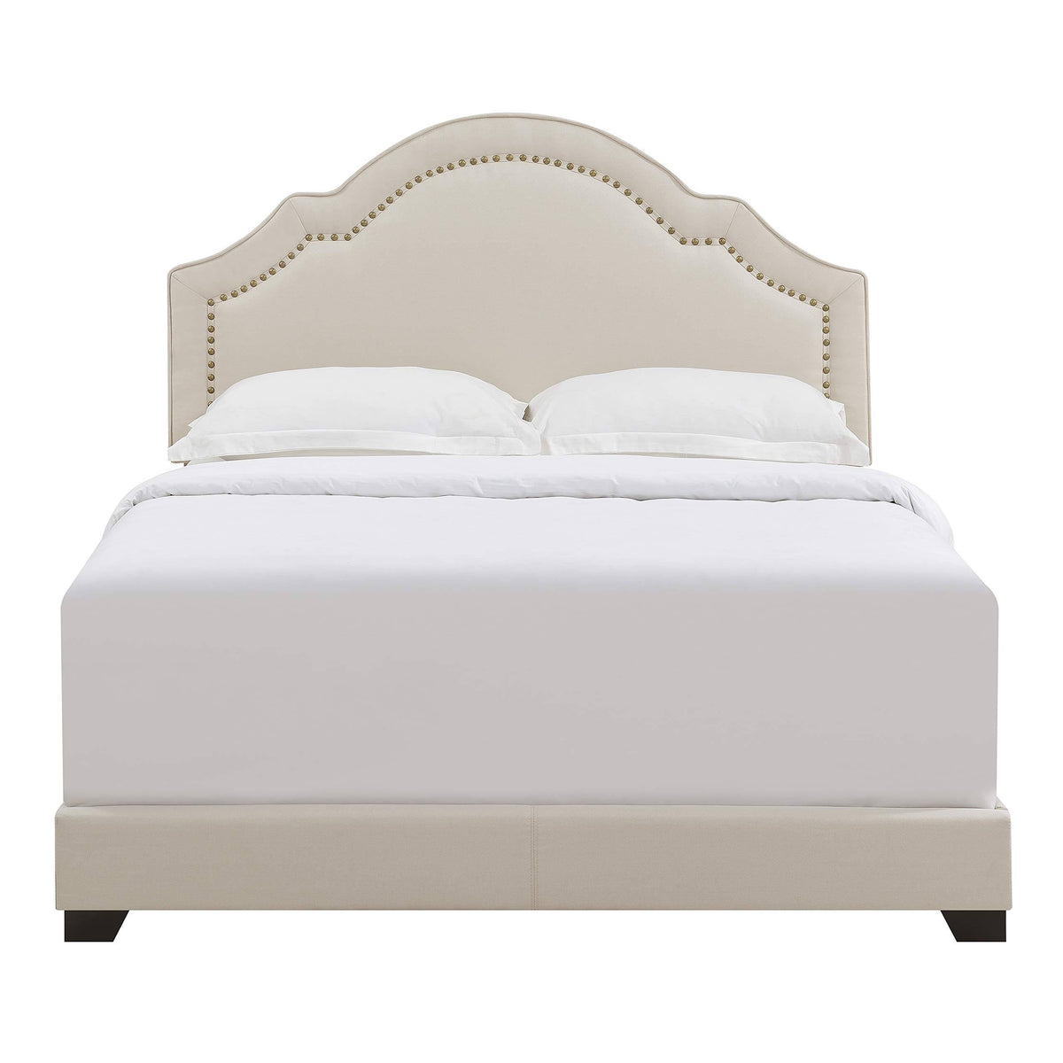 Upholstered King Bed in Linen Beige S50207