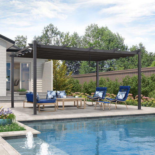 12' X 16' Outdoor Retractable Aluminum Pergola with Canopy X5873