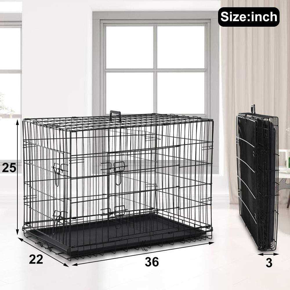 Folding Dog Crate with Double-Door, Tray, Handle B521