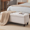 Off-White Linen Upholstered Storage Bench R592