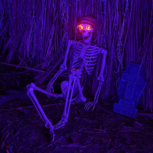 Life Size Skeleton with Glowing Eyes Posable Joints Q6436