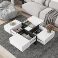 Brown Square Coffee Table with 4 Hidden Compartments W16737
