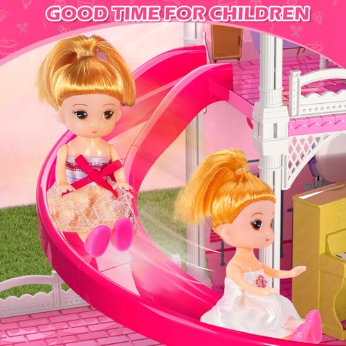 4-Level 10-Room Dolls House with 2 Dolls N63280