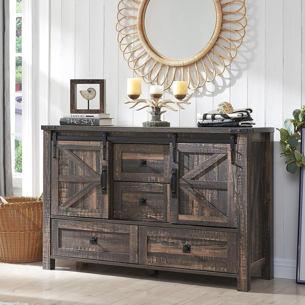White 4 Drawer Dresser with Barn Door Q54680