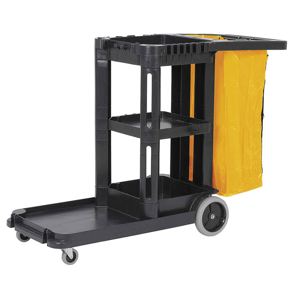Black Polypropylene Janitor Cart T183216