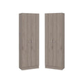 2 Piece Wood Two-Door Pantry Cabinet Set in Light Gray I258