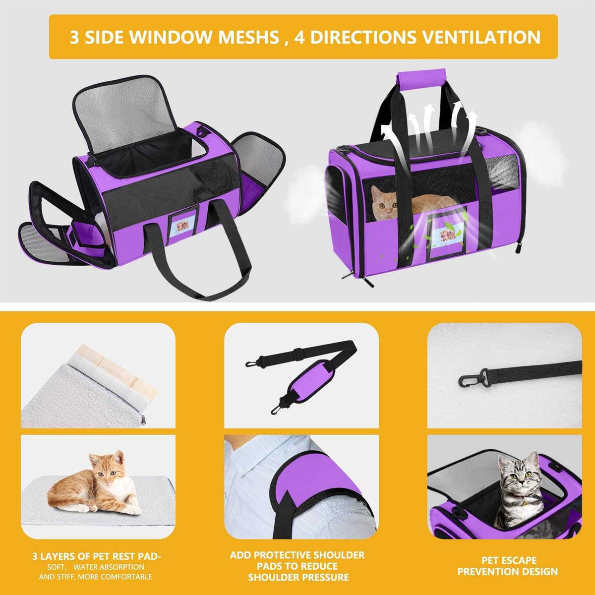 Cat Dog Pet Carrier Airline Approved F2649