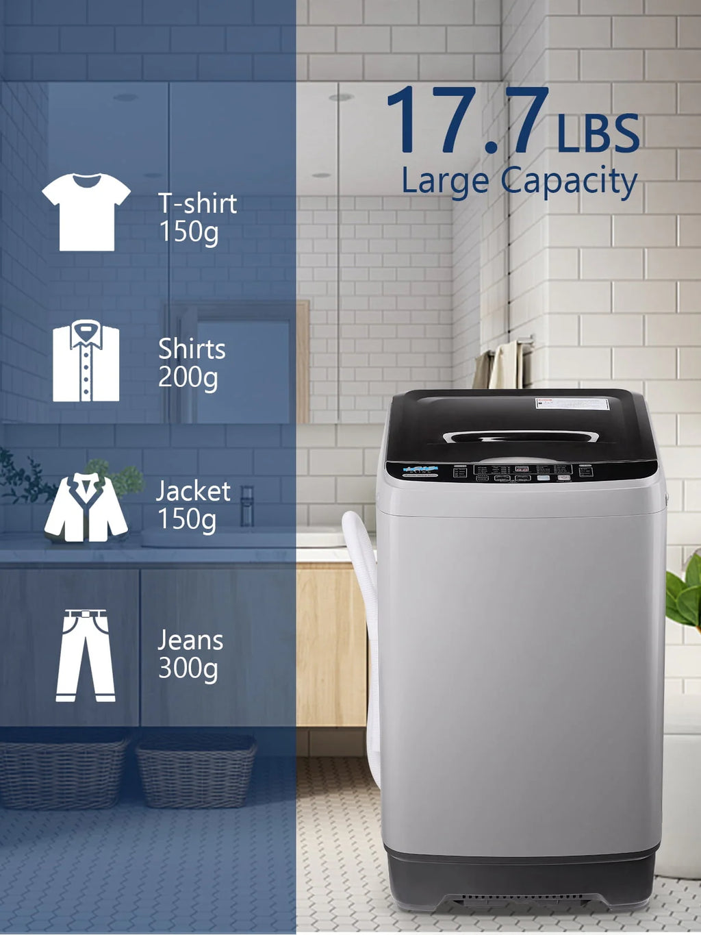 17.7 Lbs Full-Automatic Portable Washing Machine with Drain Pump Y629890