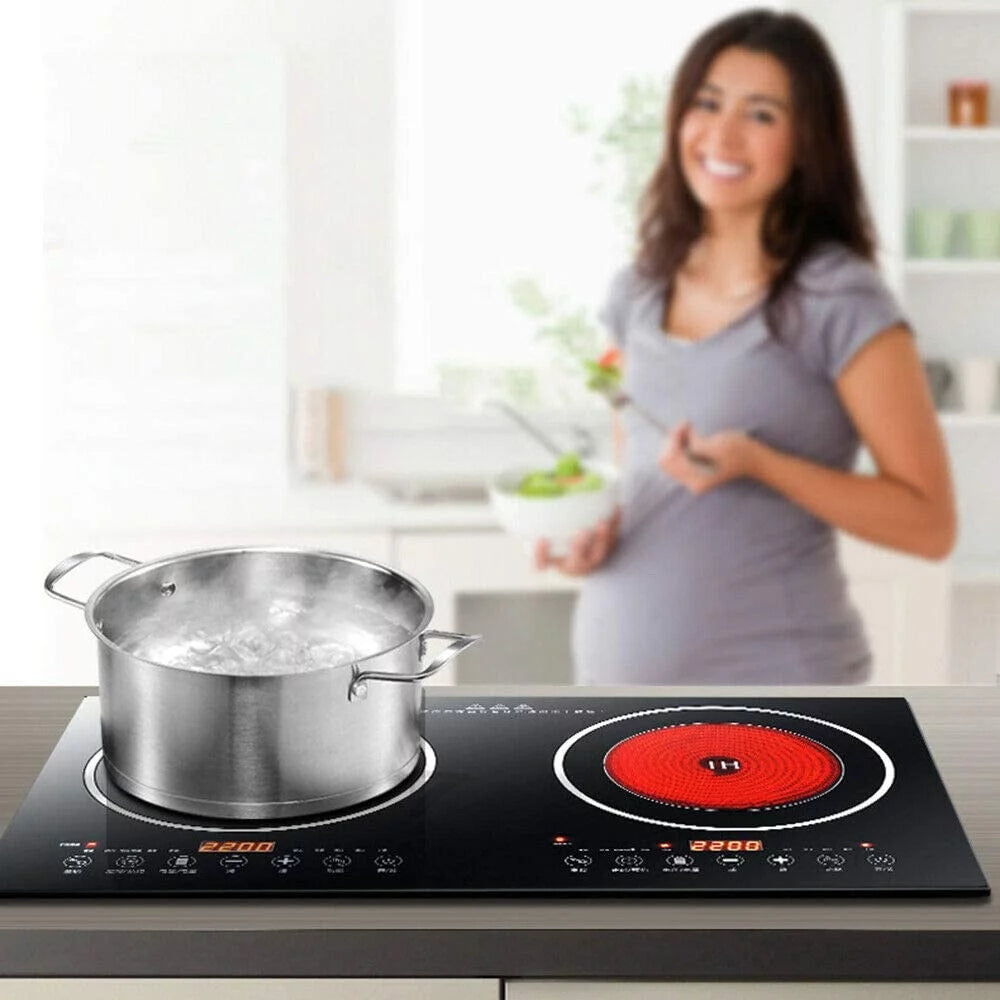 2400W Electric Double Burner Cooktop Black T411665