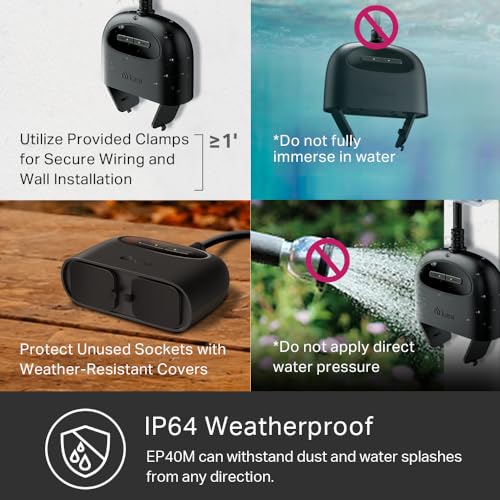 Outdoor Smart Plug with 2 Sockets, Black R9610