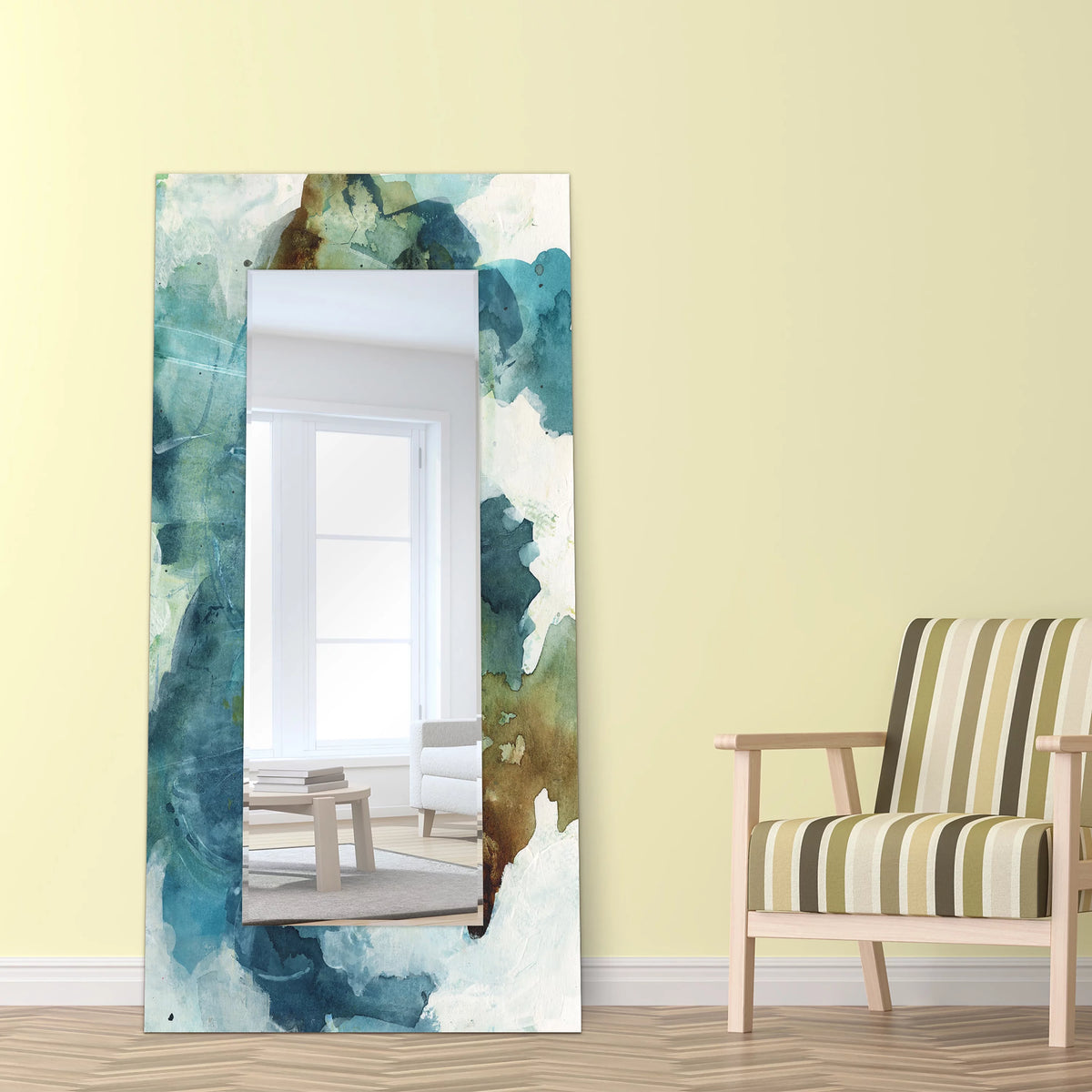 Blue Sky Rectangular Beveled Mirror Tempered Art Glass 72" x 36" G546