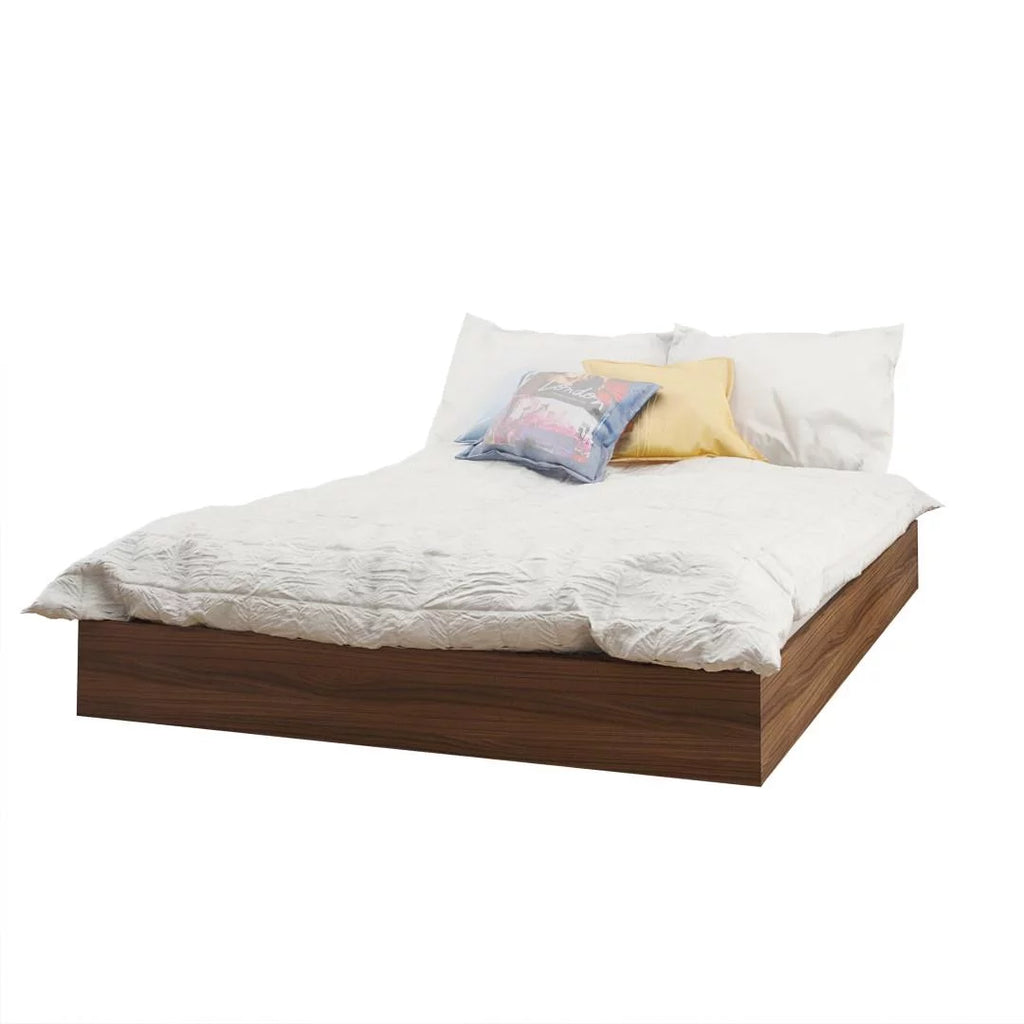 4 Piece Full Size White and Walnut Bedroom Set N702