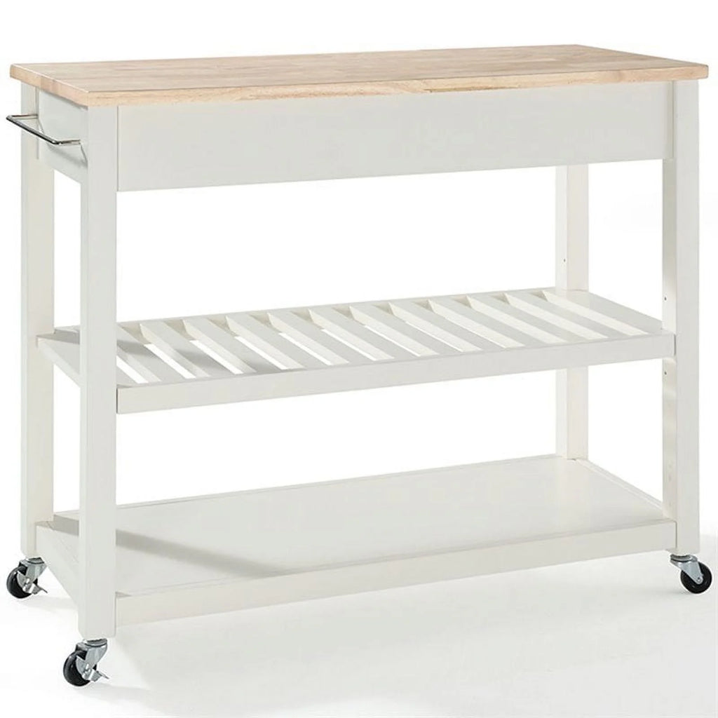 2-Drawer Wood Kitchen Cart Island in White/Natural G627005