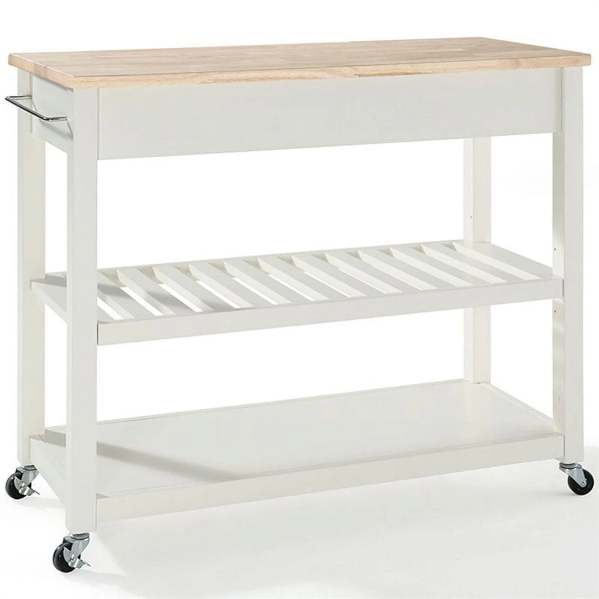 2-Drawer Wood Kitchen Cart Island in White/Natural G627005