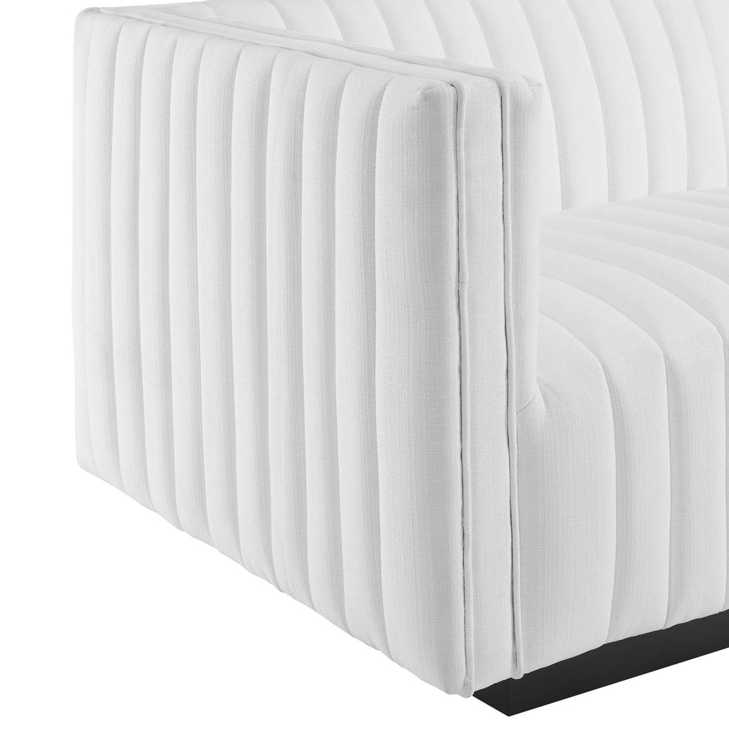 4-Piece L-Shaped Channel Tufted Fabric Sectional O6379