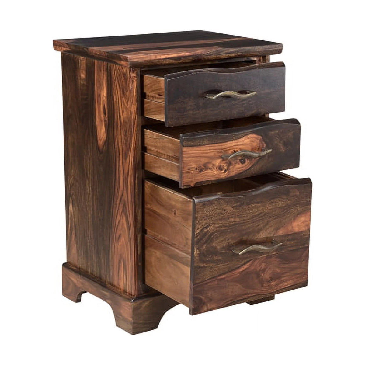 Dark Brown 3-drawer Solid Wood Filing Cabinet R38685
