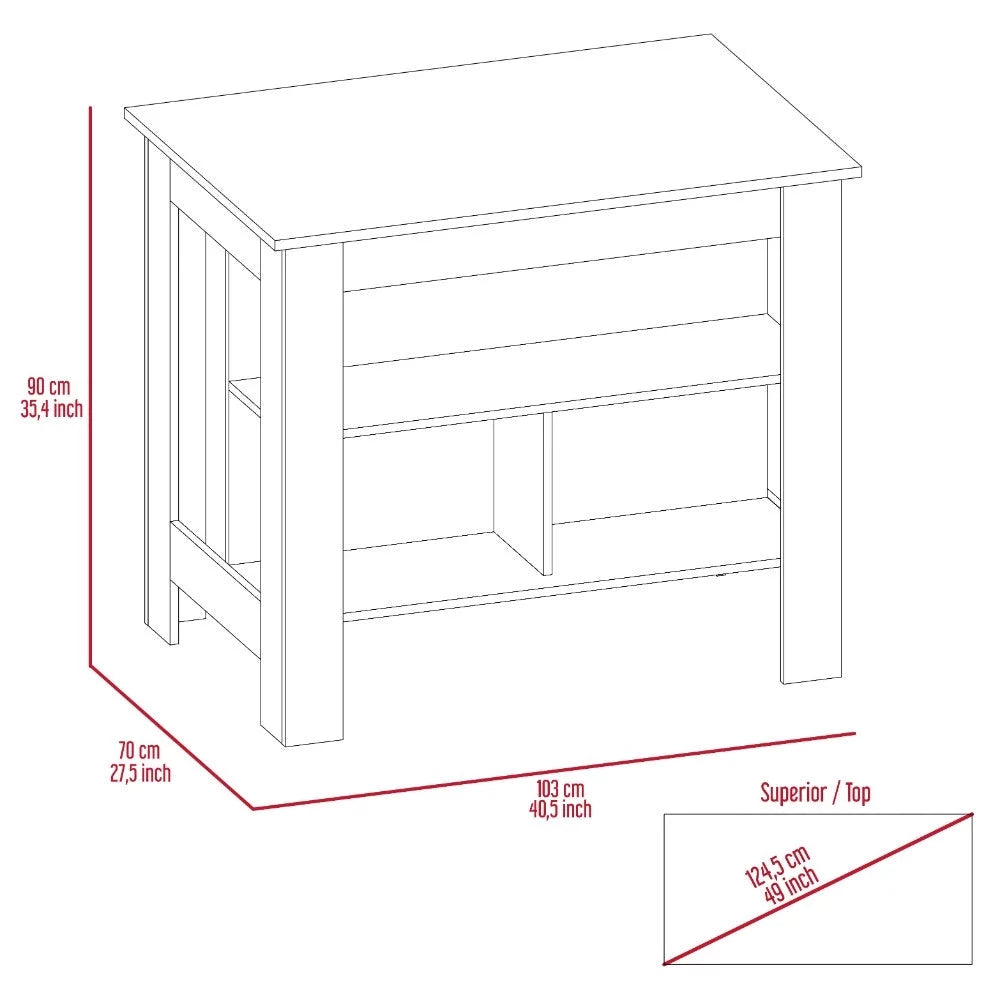 White Light Oak Manufactured Wood Kitchen Island V2226