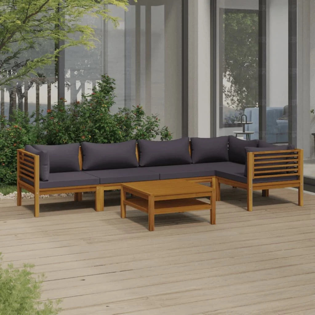 6 Piece Acacia Wood Patio Lounge Set with Cushion L324