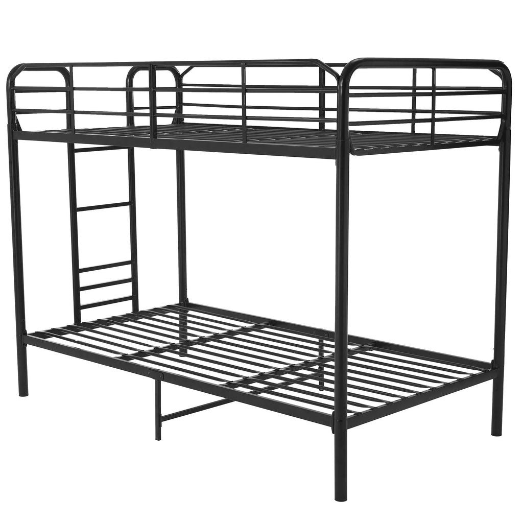 Black Metal Twin over Twin Quad Bunk Bed with Ladder and Guardrails S739