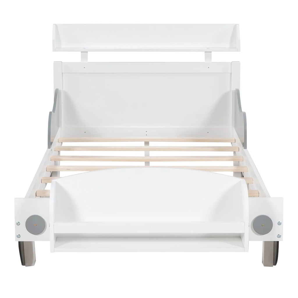 Twin Size Car-Shaped Platform Bed with Storage Shelf D907106