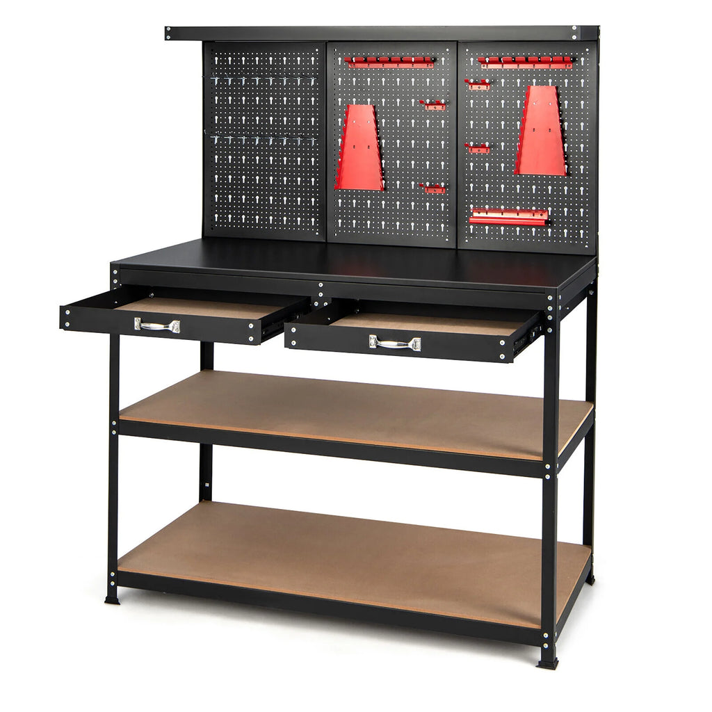 48'' Workbench with Peg Board Hook Kit & Drawers N86096