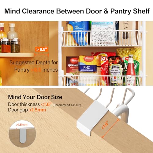 Over the Door Pantry Organizer 6-Tier White L69308