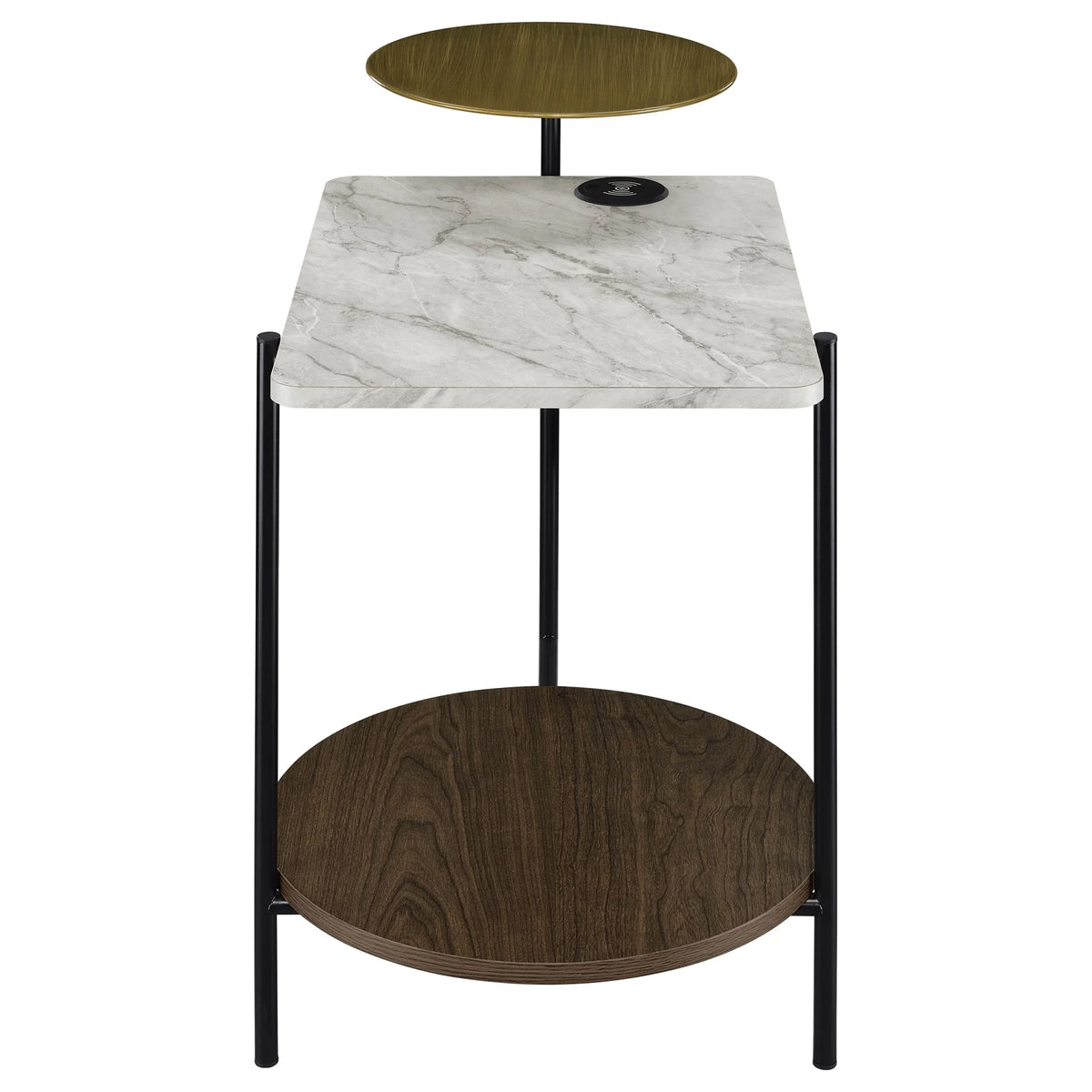 3-tier Wood Side Table with Wireless Charger L225