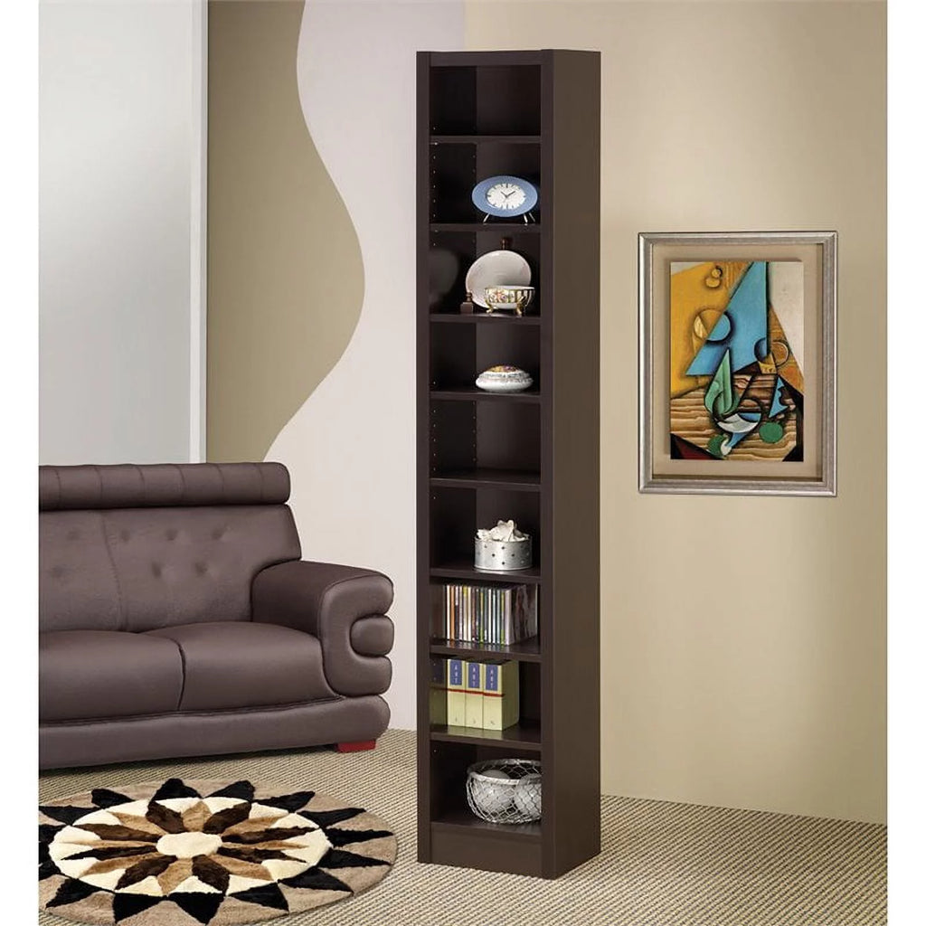 9 Shelf Narrow Bookcase Set in Cappuccino (Set of 2) W816150